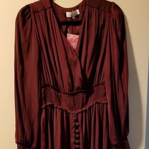 Satin button down midi dress